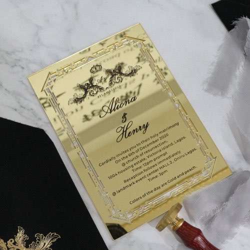 Wedding Invitation Card Laser Cut Acrylic Foiling Printing Customized